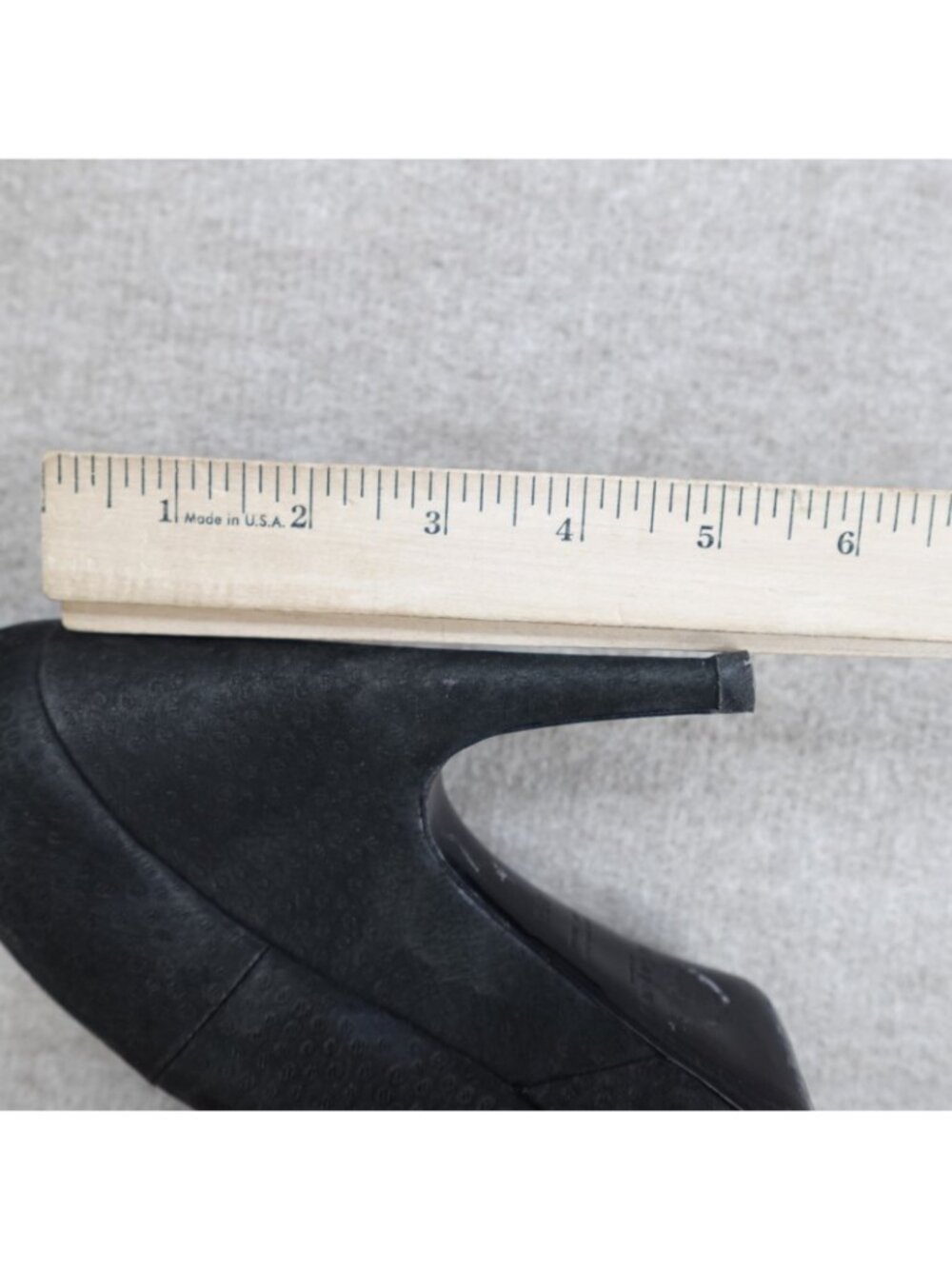 YSL Womens Pumps 7.5 Black Aliama Lizard Emboss Yves Saint Laurent Made in Italy - Picture 8 of 10